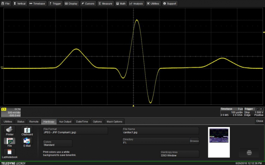Abbildung 1 – Waveform, die als ASCII-Kurve im Excel-Format Time & Amplitude abgespeichert wird.