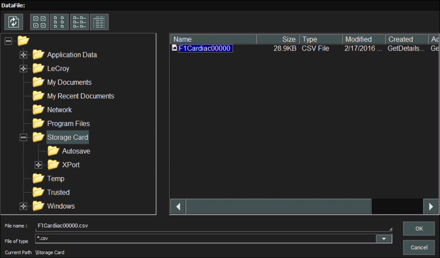 Abbildung 6 – Die gespeicherte Kurve mit dem Datei-Browser anwählen und OK klicken.