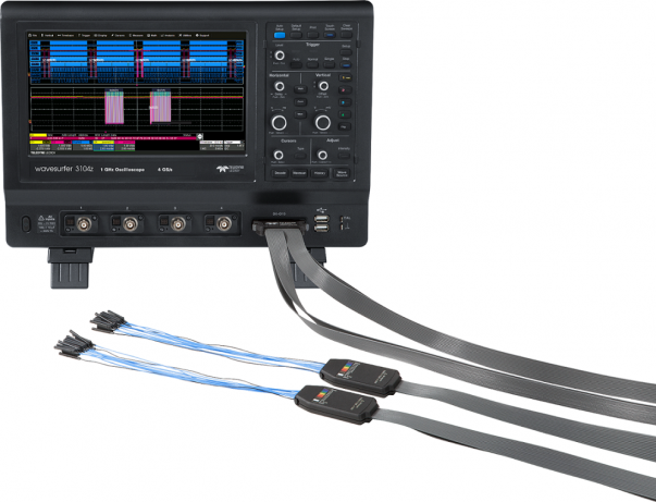 Das WaveSurfer 3000z Oszilloskop von Teledyne LeCroy kombiniert mit Digitaleingängen zum Mixed Signal Oszilloskop